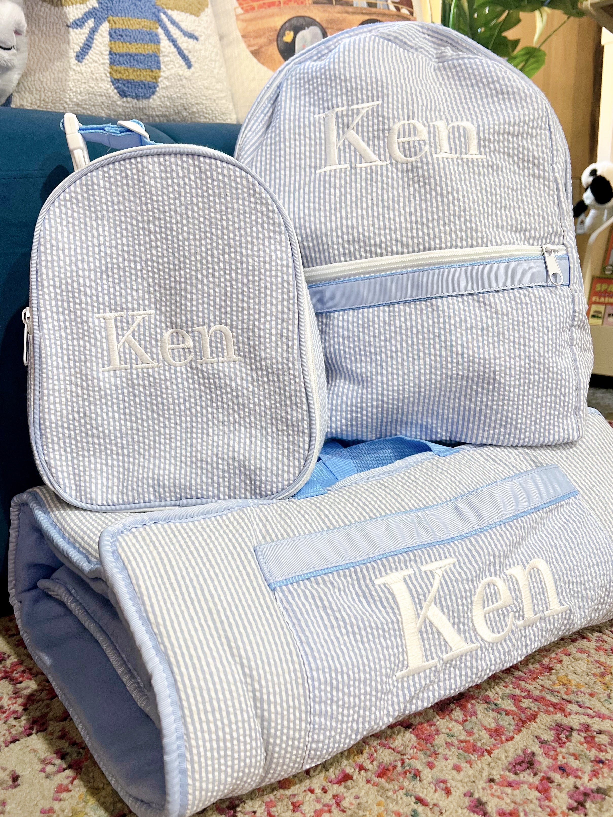 Seersucker backpack and lunchbox 2025