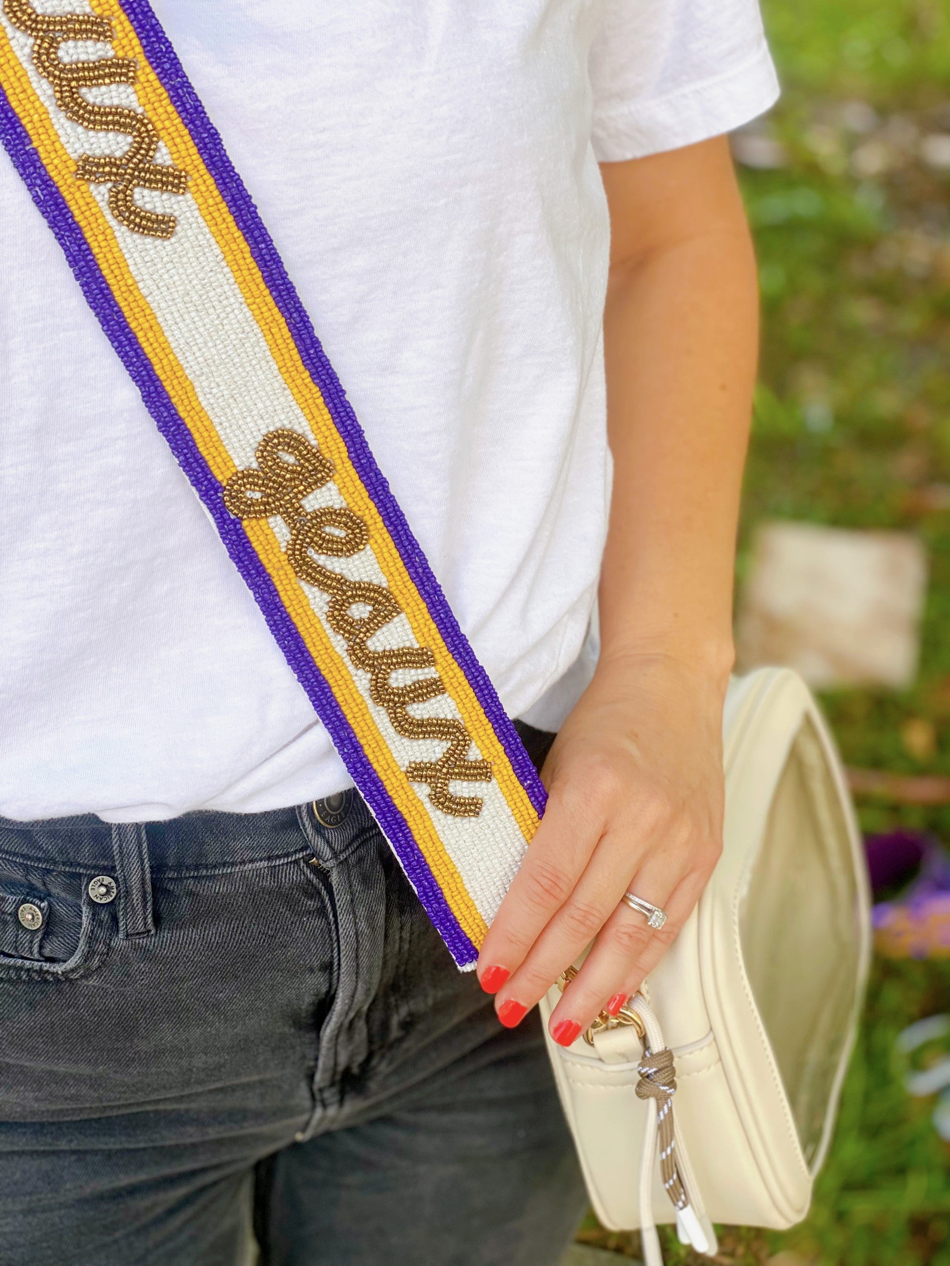 Purple, Green and Gold Purse Strap