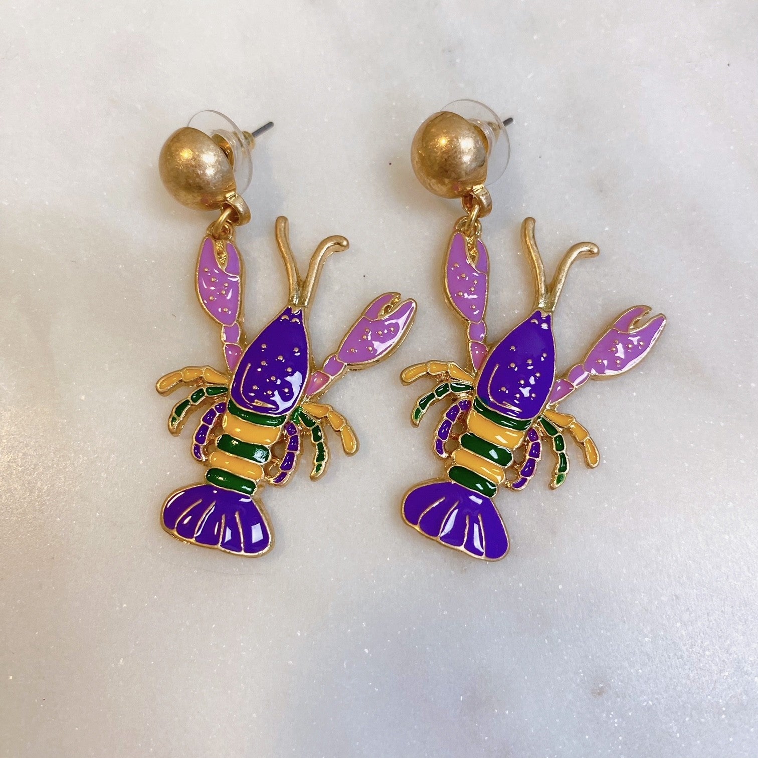 mardi gras crawfish earrings