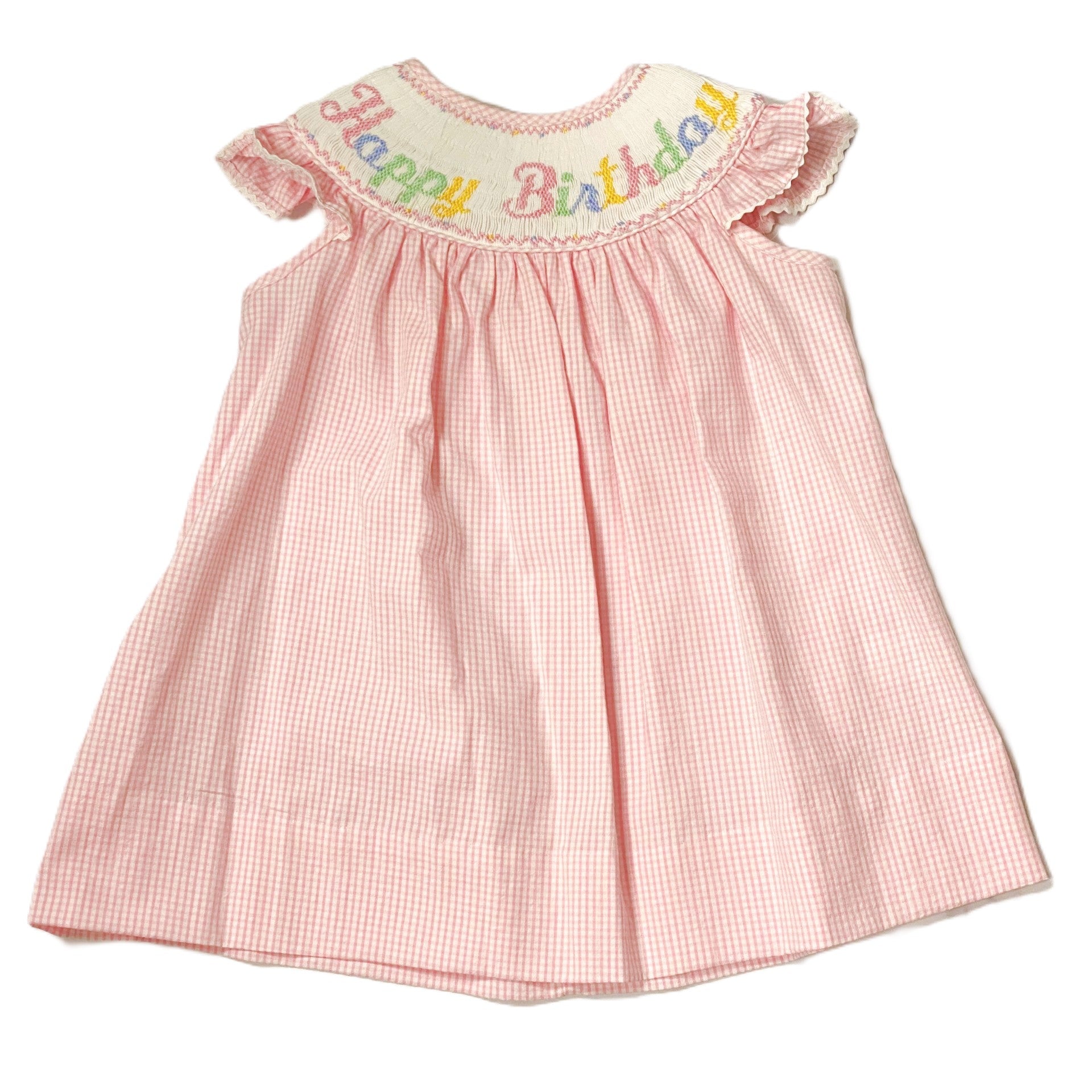 Happy Birthday Bishop Dress | Birthday Girl Outfit | Smocked | 12m-4T 18m Happy Birthday Bishop Dress | Birthday Girl Outfit | Smocked | 12m-4T 18m