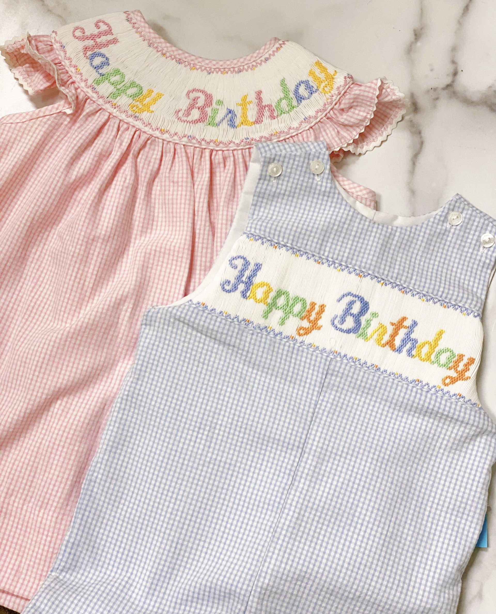 Happy Birthday Bishop Dress | Birthday Girl Outfit | Smocked | 12m-4T 18m Happy Birthday Bishop Dress | Birthday Girl Outfit | Smocked | 12m-4T 18m