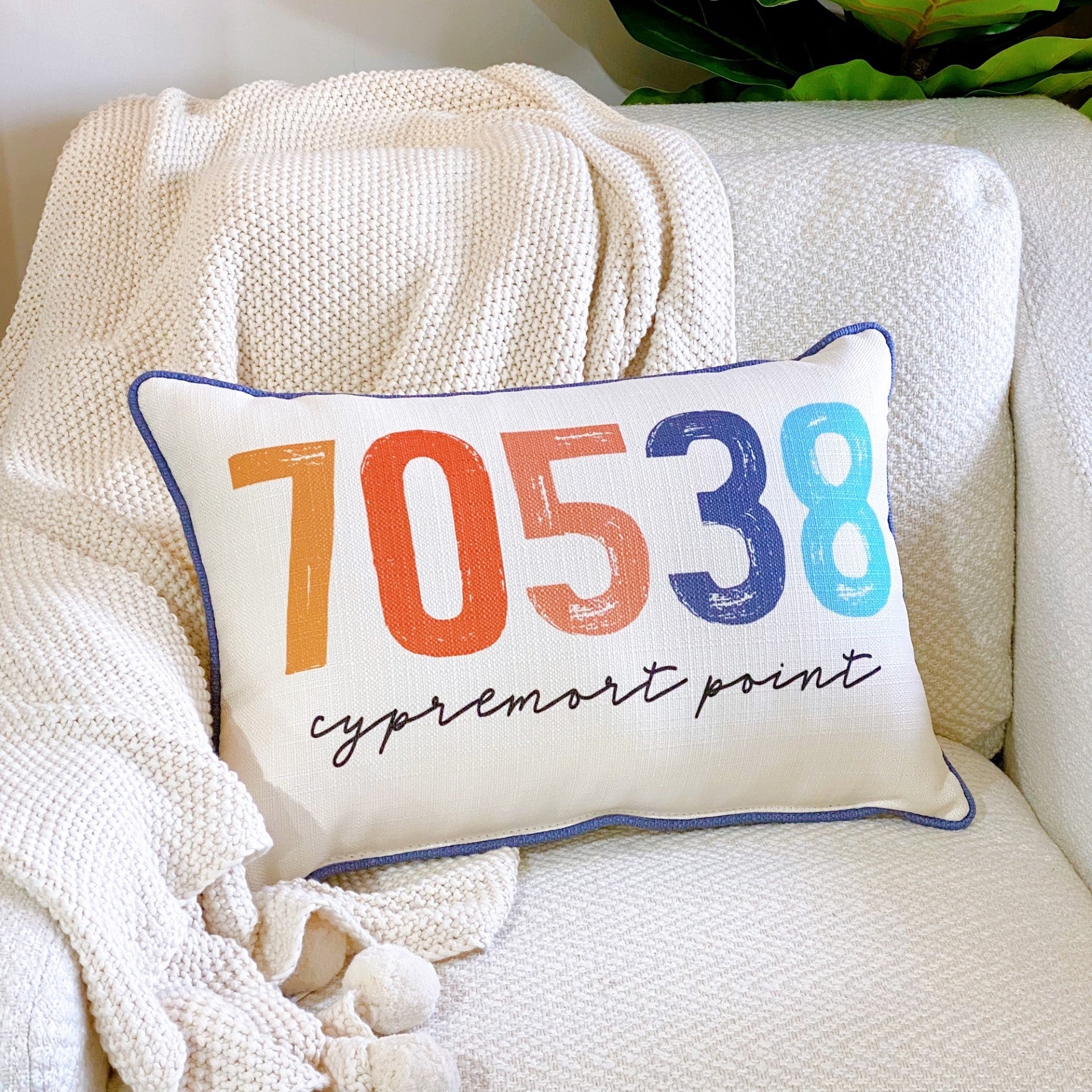 Zip Code Pillow Sunshine Tones Personalized Gift Custom Pillow Caroline Company